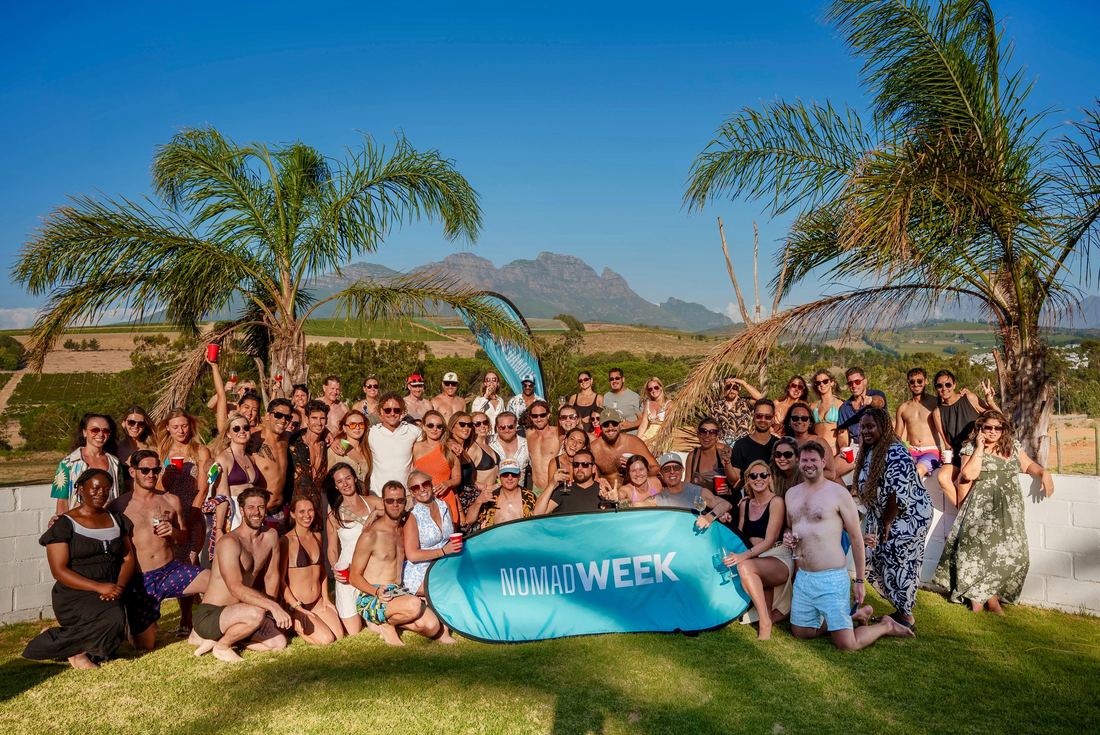 A big group of nomads at the Nomad Week winelands weekend